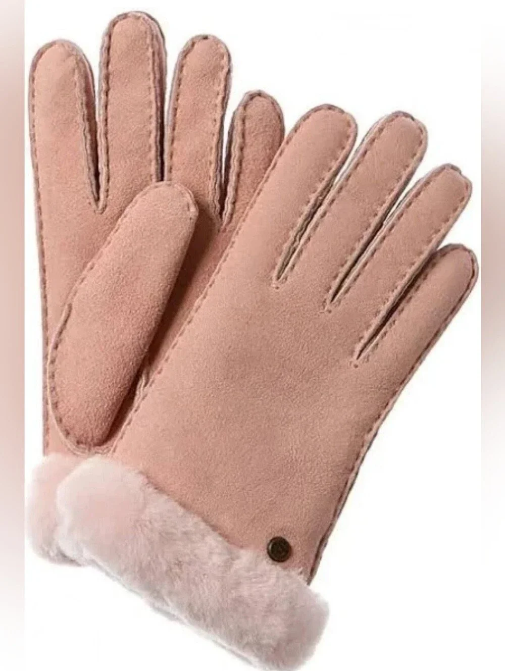 UGG Pink Genuine Shearling Side Vent Womens Gloves Medium Soft Warm Barbiecore